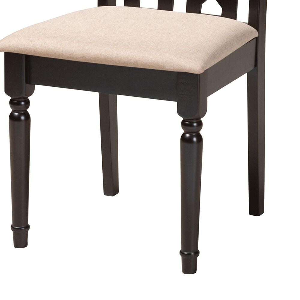 Baxton Studio Cherese Side Chair with Sand Cushion in Espresso Brown (Set of 4), , large