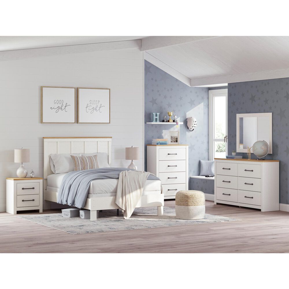 Ashley Linnocreek 2-Drawer Nightstand in White and Warm Brown, , large