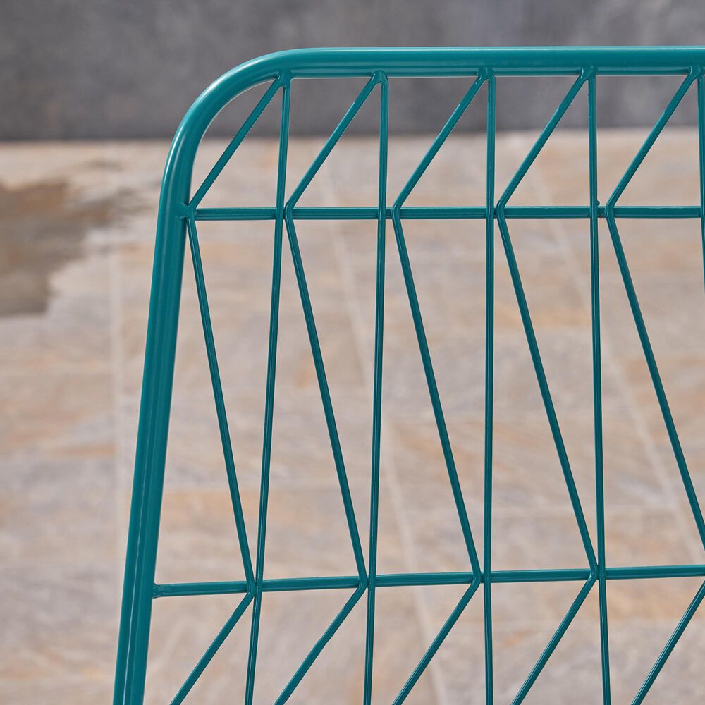 Hearth and Haven Niez Outdoor Counter Stool with Ivory Cushion in Teal &#40;Set of 2&#41;, , large