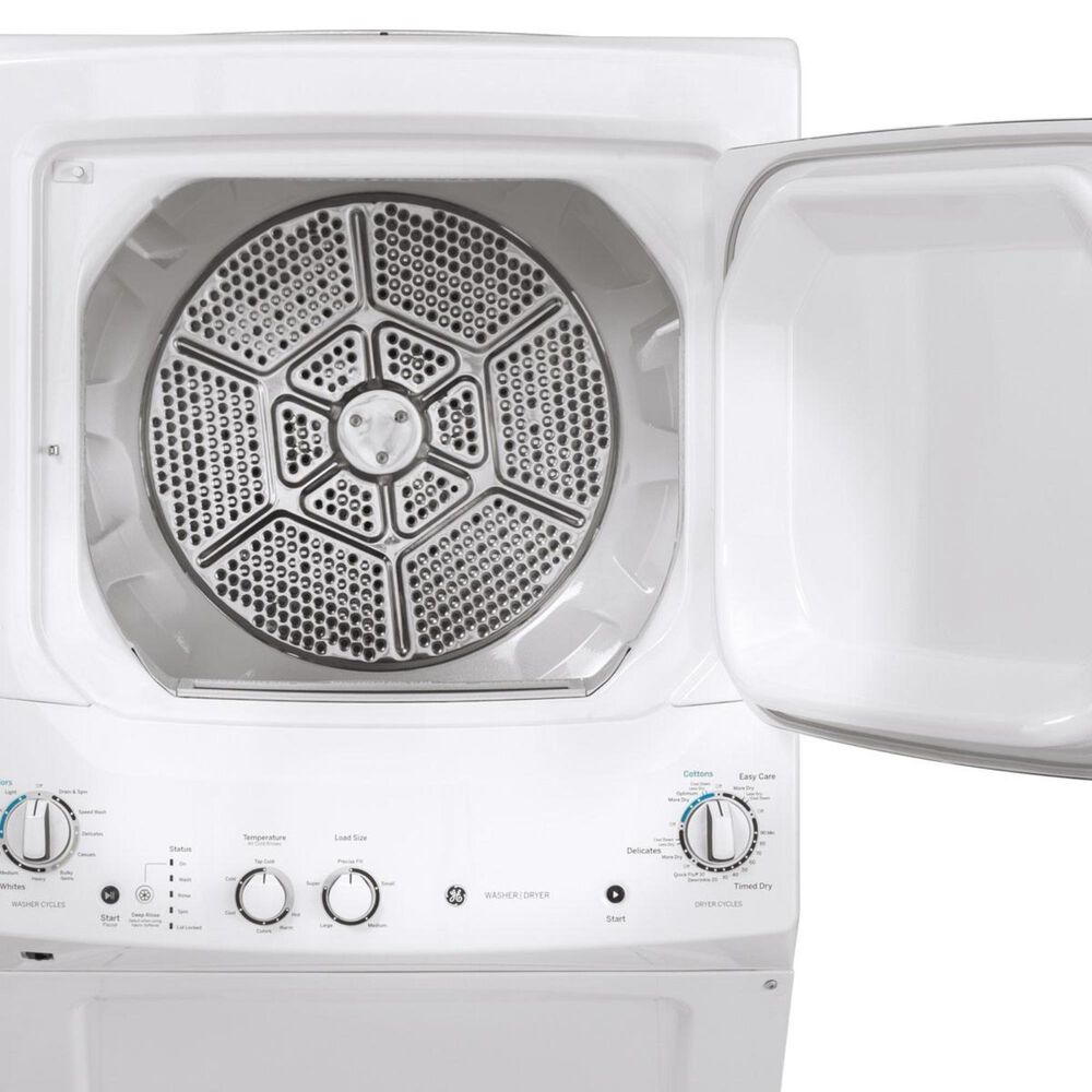 GE Appliances 27" Spacemaker Stack Washer With Electric Dryer in White Nebraska Furniture Mart