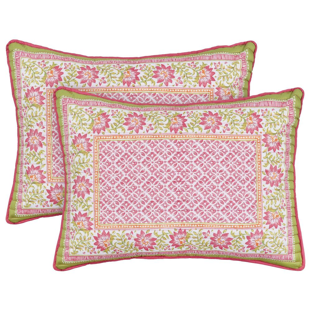 J. Queen New York Shiloh 3-Piece Full/Queen Quilt Set in Pink, Green and Orange, , large