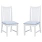 Linon Home Decor Bonnie Side Chair with Light Blue Faux Leather Cushion in White (Set of 2), , large