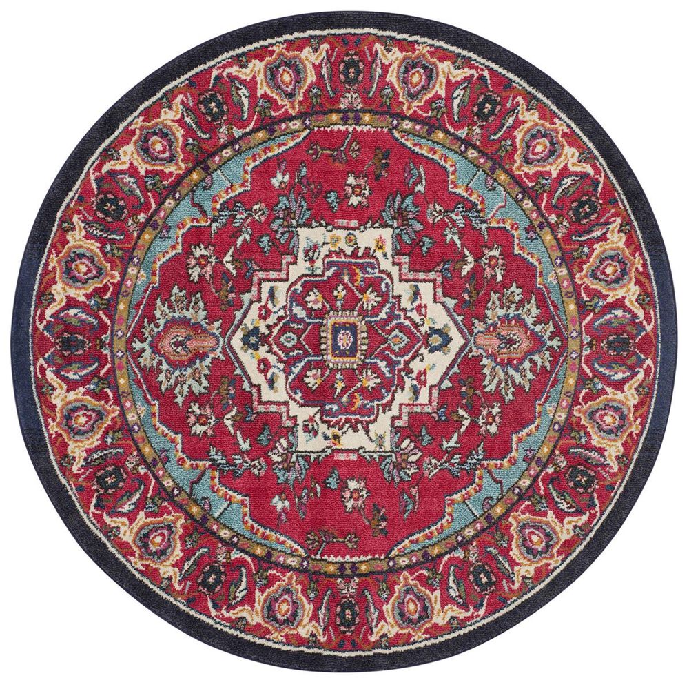 Safavieh Monaco MNC207C-5R 5" Round Red/Turquoise Area Rug, , large