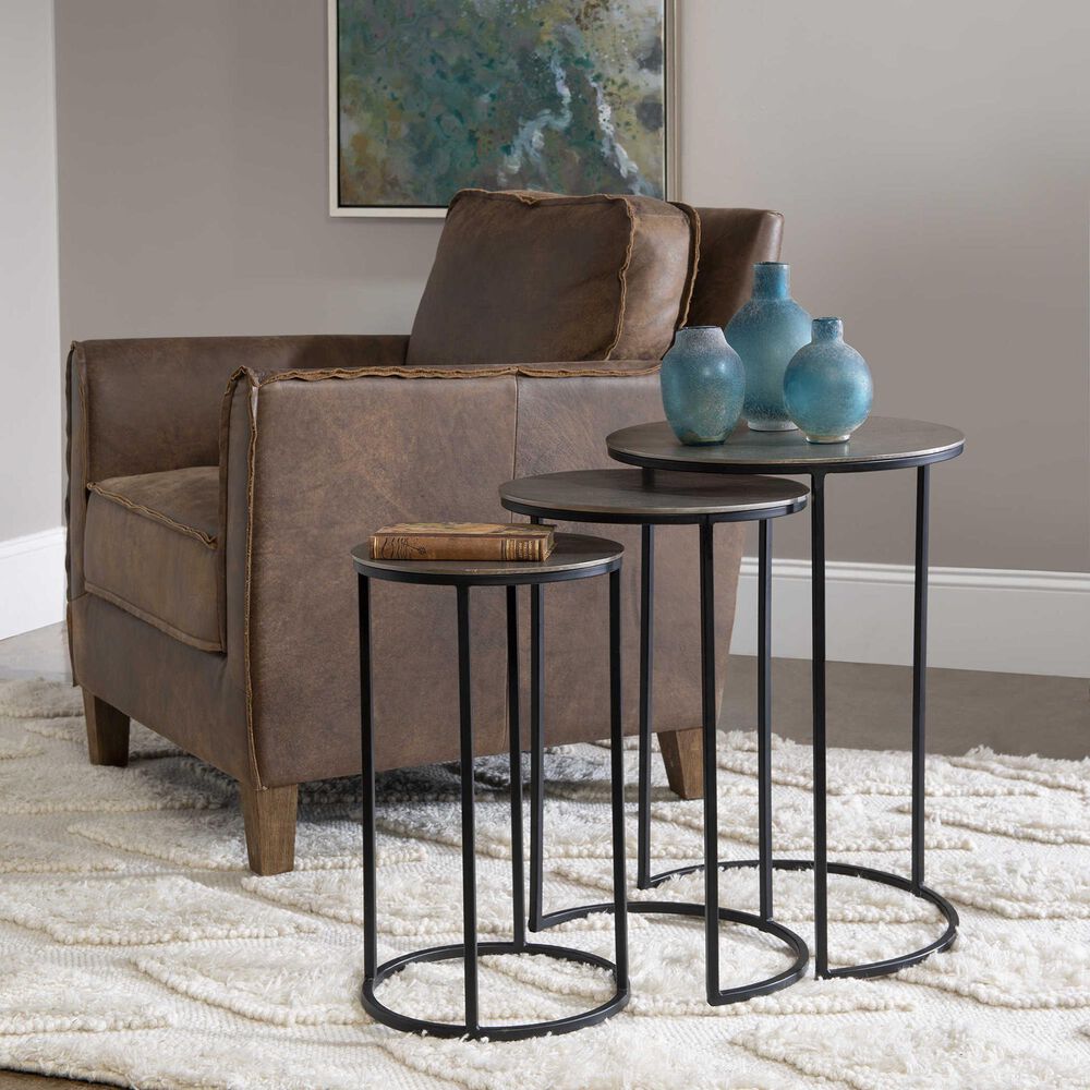 Uttermost Erik Nesting Tables in Aged Black and Antiqued Nickel, , large