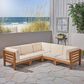 Noble House Kaena 5-Piece Stationary Patio L-Shaped Sectional Sofa Set in Beige, , large