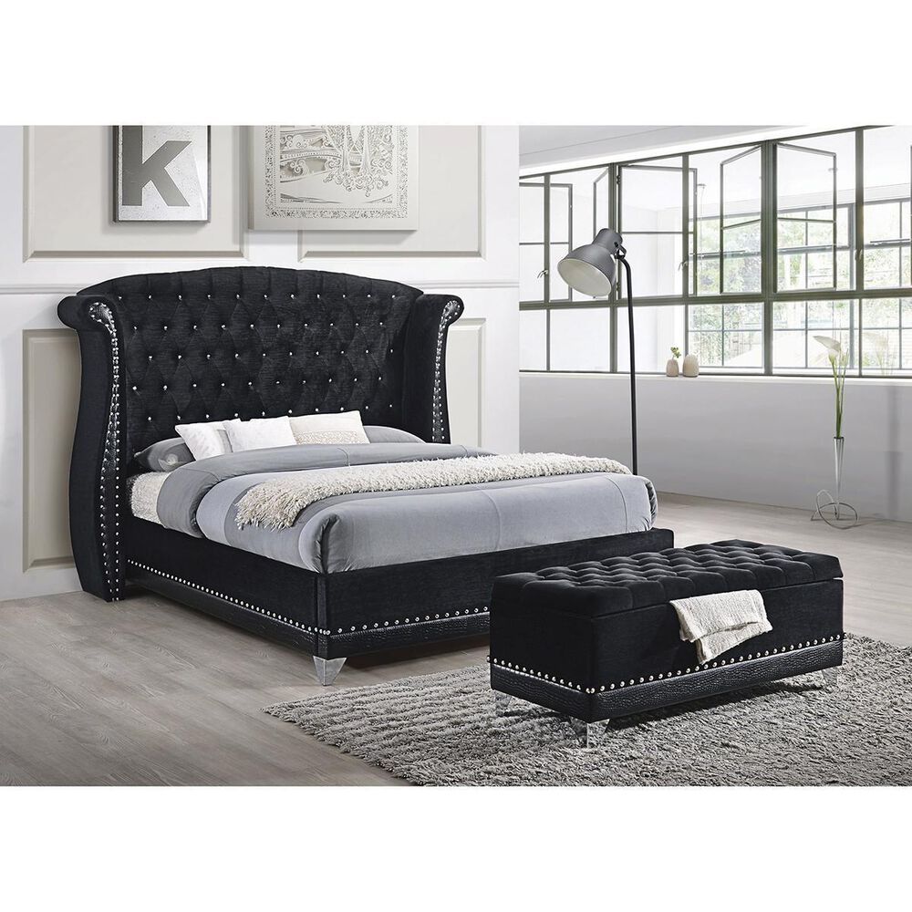 Pacific Landing Barzini Queen Bed in Black/Chrome, , large