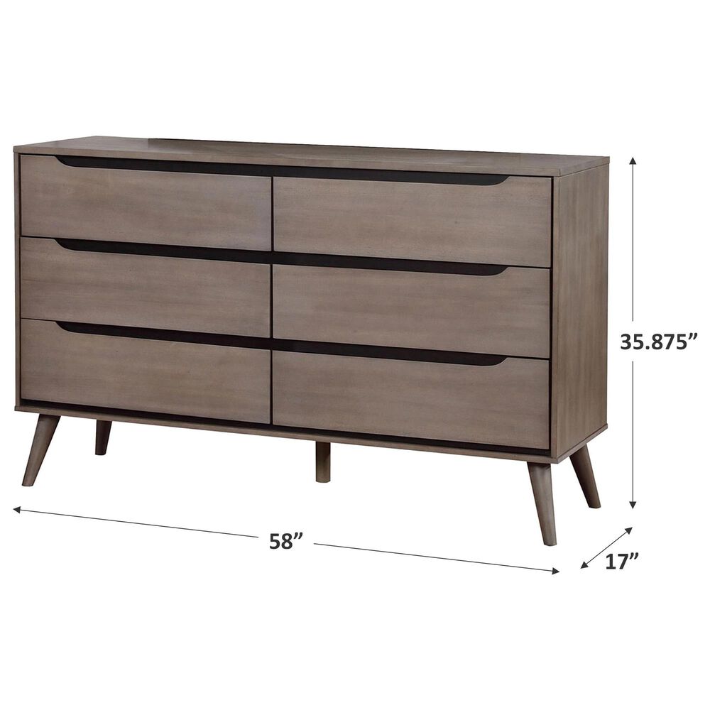 Furniture of America Lennart 6-Drawer Dresser in Gray, , large
