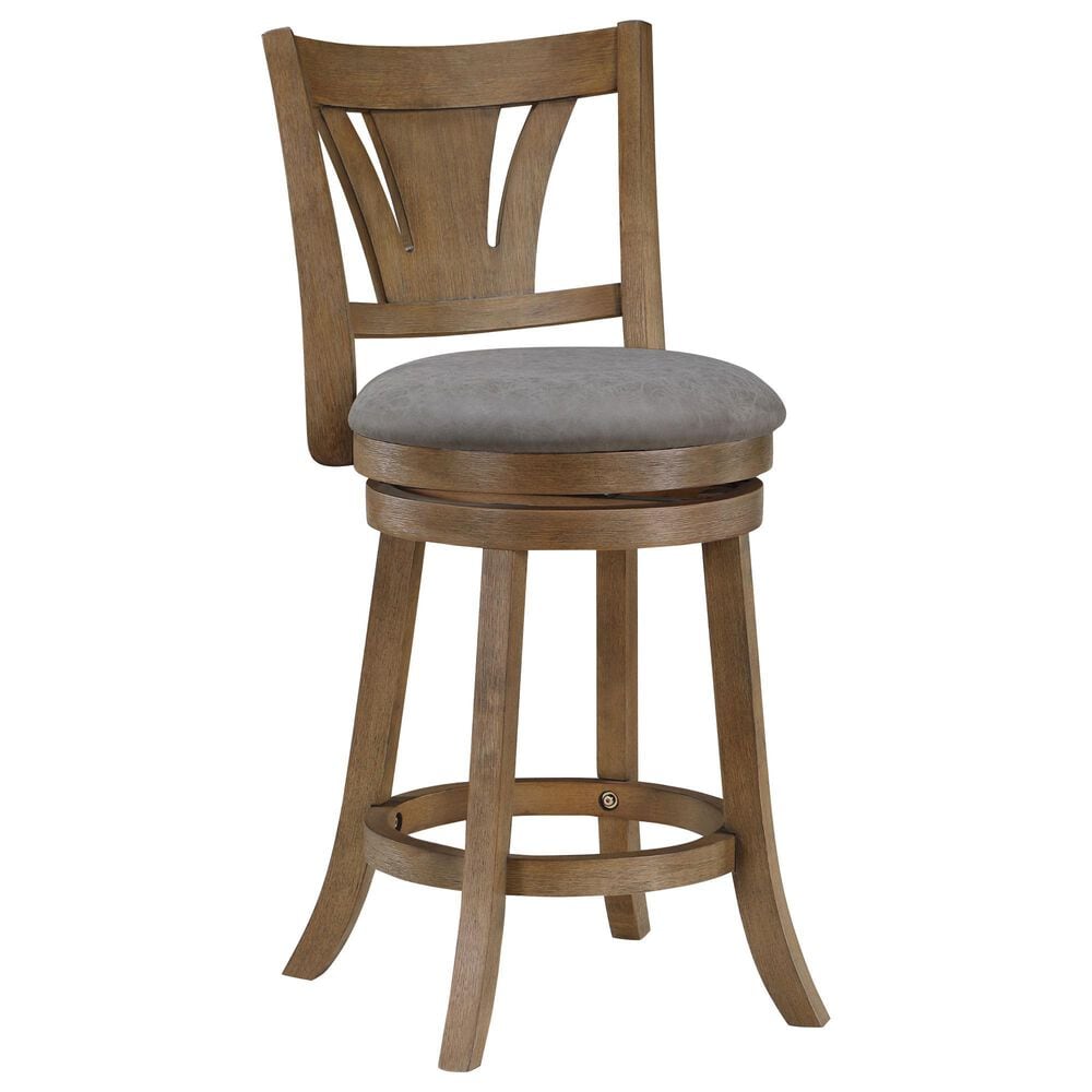 Office Star Products Miller Swivel Counter Stool with Dove Cushion Seat in Medium Oak, , large