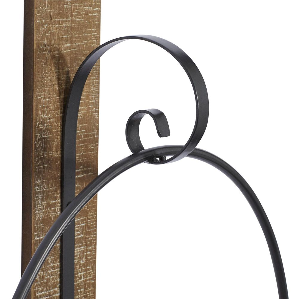 Maple and Jade Pillar Geometric Wall Sconce with Wood Back Mount in Brown and Black, , large