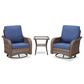 Sunwell Garden 3-Piece Patio Swivel Glider Set with 31.5" High Roll-Arm Chair in Navy, , large