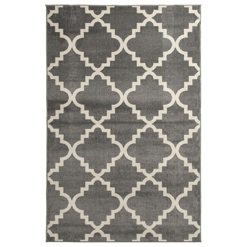 Central Oriental Terrace Tropic Taza 5" x 7"3" Stone and Snow Area Rug, , large