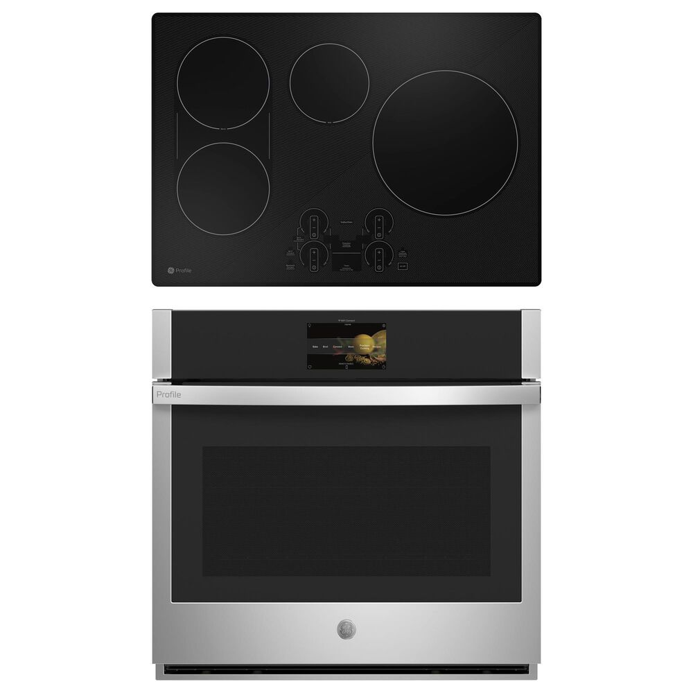 GE Profile 2-Piece Kitchen Package with Stainless Steel 30" Smart Built-In Convection Single Wall Oven with CookCam and Black Induction Cooktop, , large