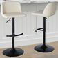 LumiSource Toriano Swivel Adjustable Bar Stool with Cream Faux Leather Upholstery in Black (Set of 2), , large
