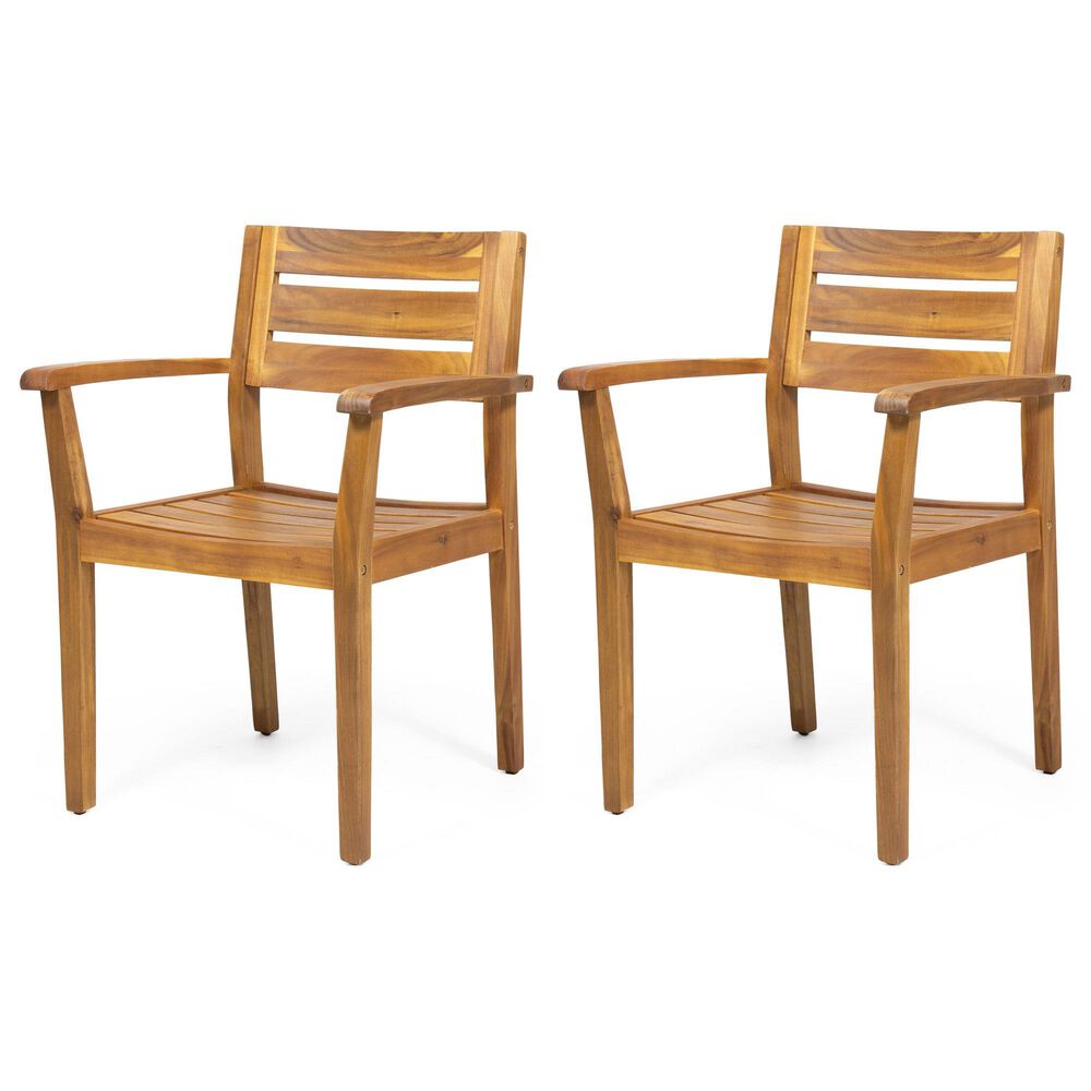 Hearth and Haven Stamford Patio Dining Chair in Teak (Set of 2), , large