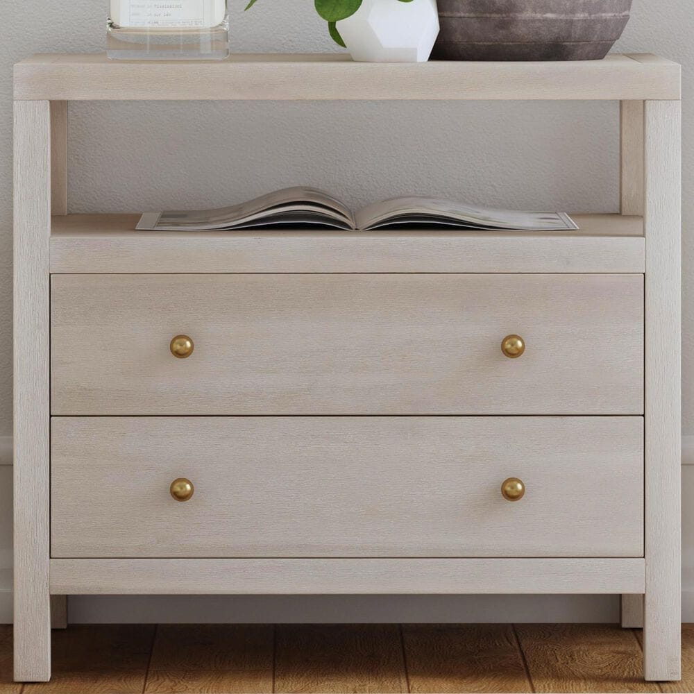 Butler Specialty Company Nora 2-Drawer Wide Nightstand with Open Shelf in Antique Taupe, , large