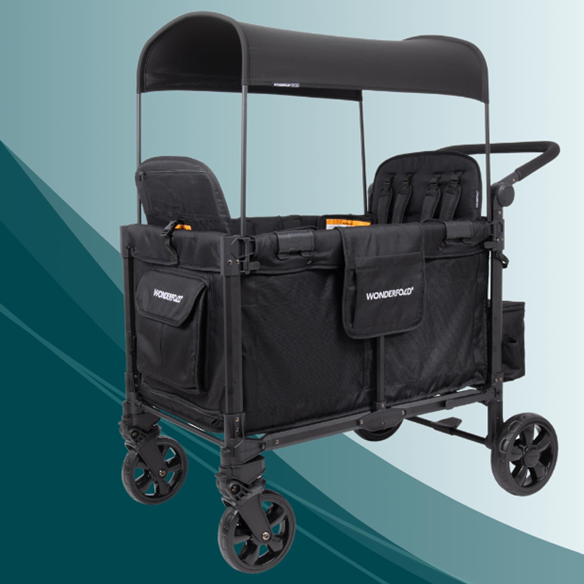 Wonderfold Elite Pro 4-Seater Stroller Wagon in Jet Black