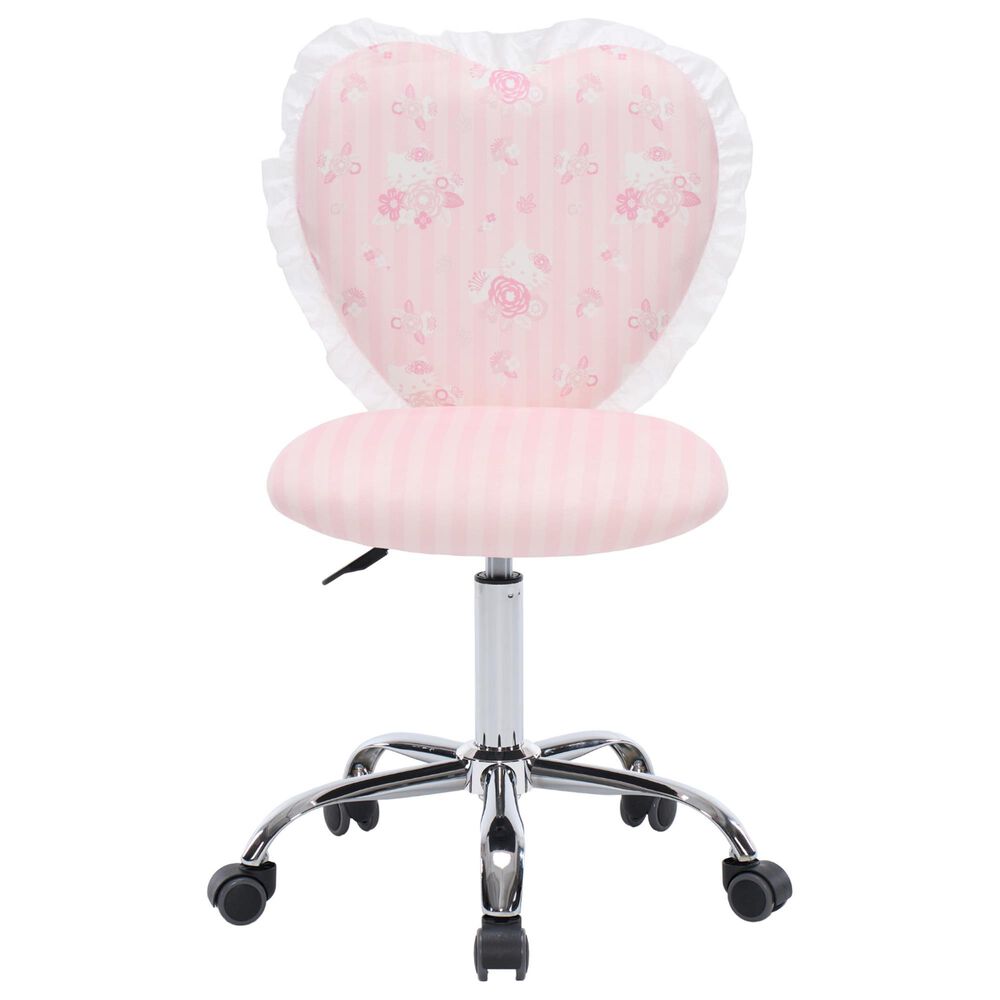 Impressions Vanity Hello Kitty Floral Heart Vanity Chair with Light Pink Cushion in Silver, , large