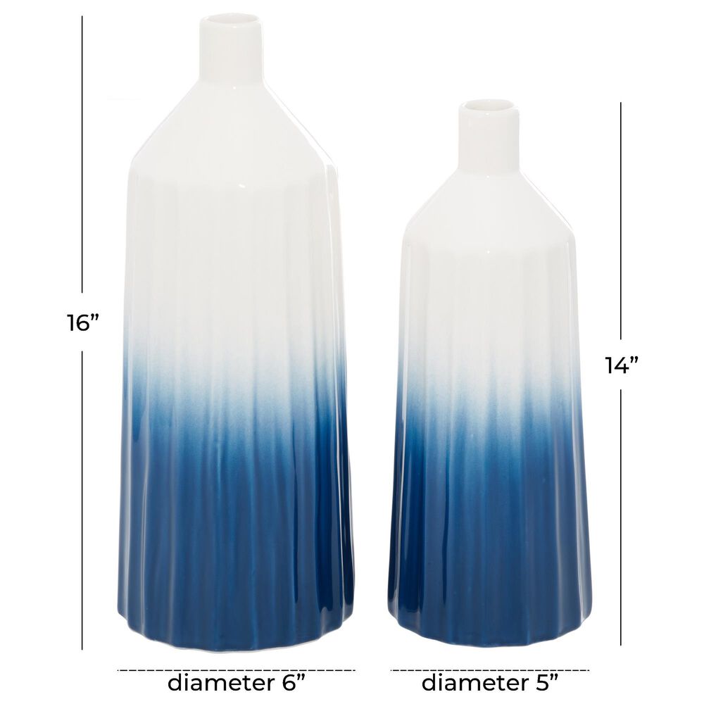 Novogratz 16&quot; Coastal Vase in Royal Blue and White &#40;Set of 2&#41;, , large
