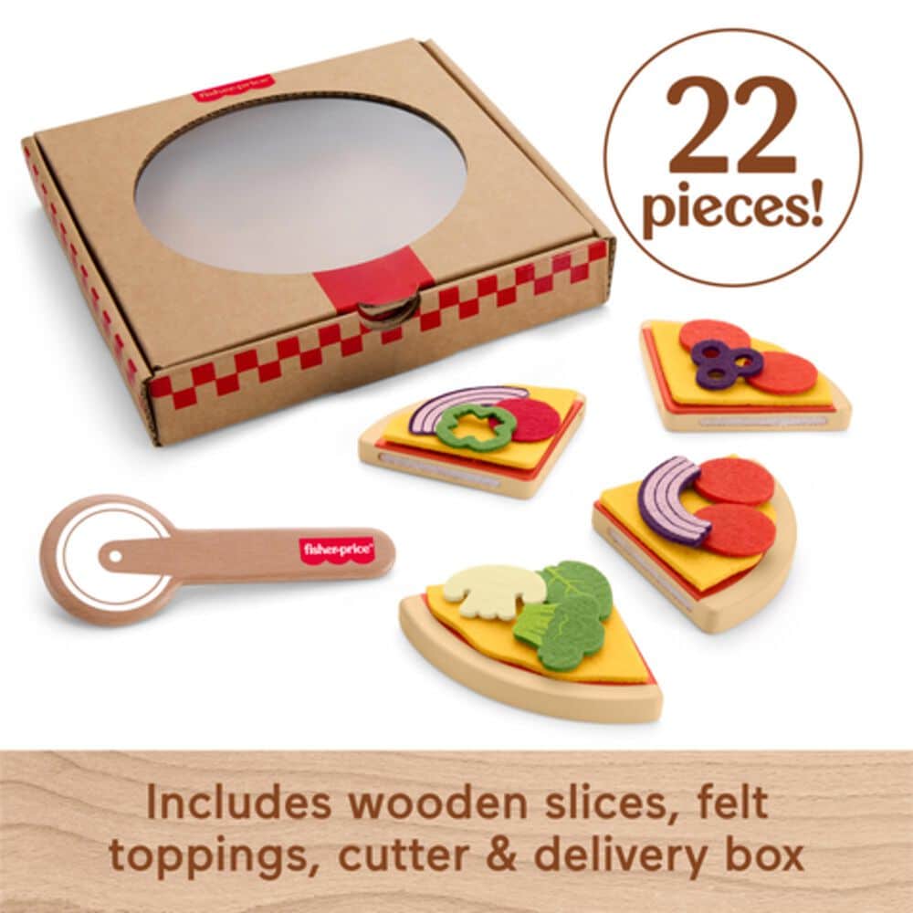 Fisher Price 22-Piece Wooden Pizza, , large