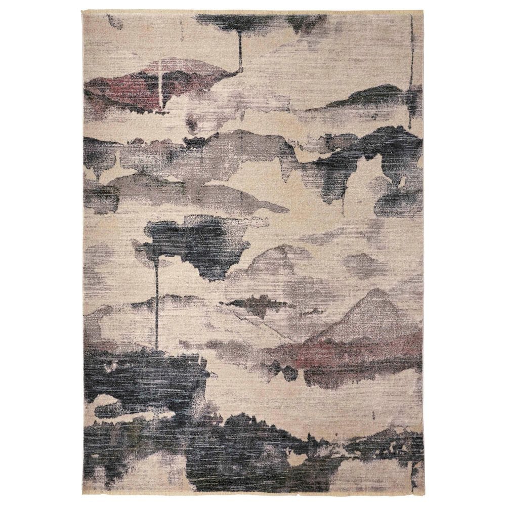 Feizy Rugs Kyra 5' x 7' Beige and Blue Area Rug, , large