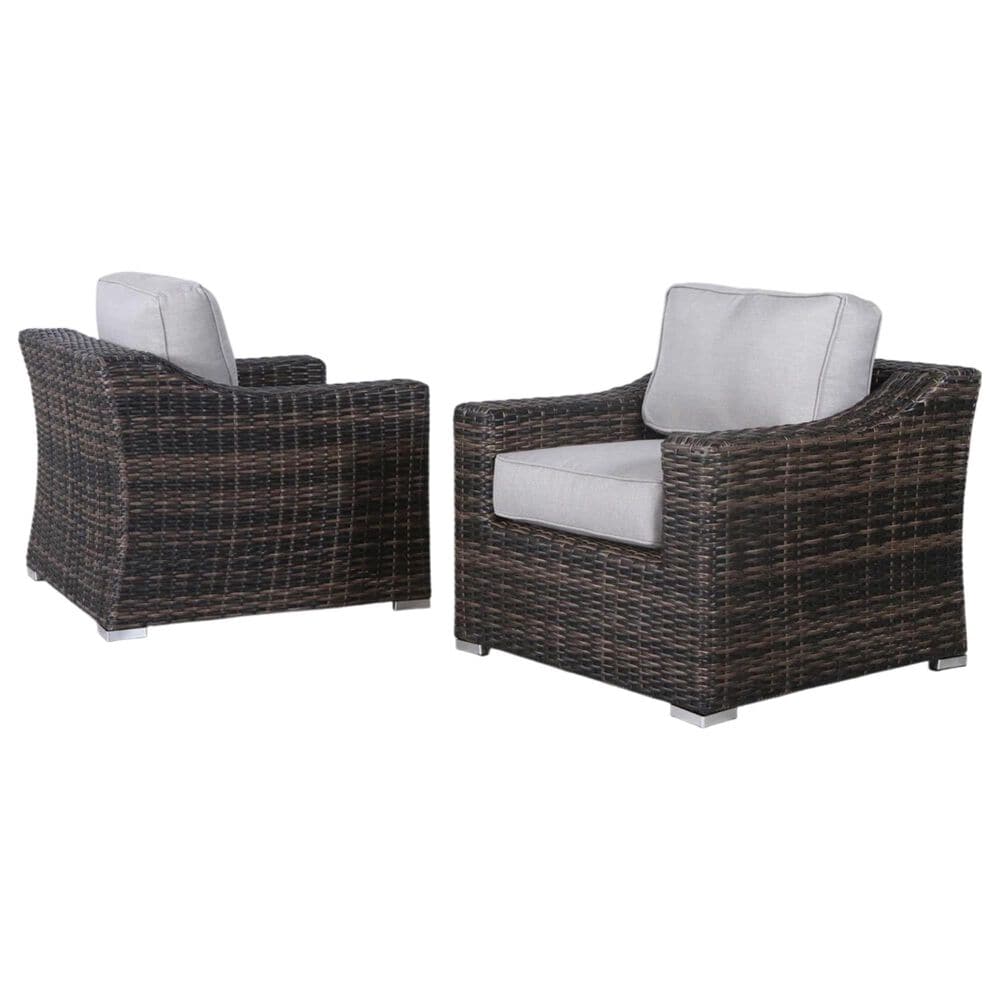 Hearth and Haven Outdoor Armchairs with Espresso Wicker in Gray (Set of 2), , large