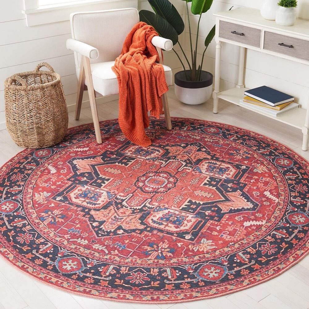 Safavieh Serapi 6&#39;7&quot; Round Red and Blue Area Rug, , large