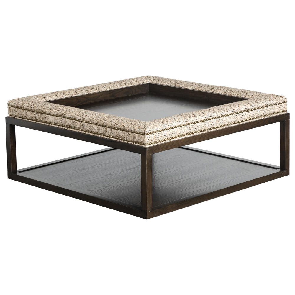 Vanguard Furniture Wayland Leather Square Wood Ottoman in Chestnut Havana, , large