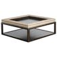 Vanguard Furniture Wayland Leather Square Wood Ottoman in Chestnut Havana, , large