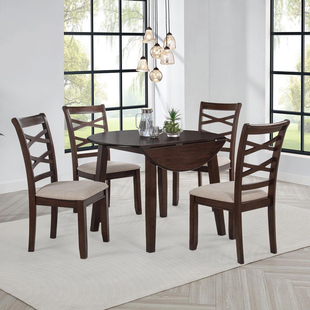Coaster Barton 5-Piece Round Dining Set in Dark Brown, , large