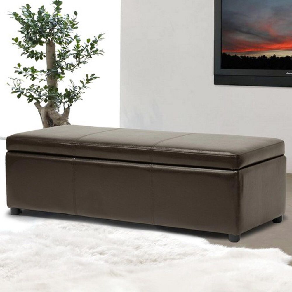 Baxton Studio Dennehy Storage Ottoman in Dark Brown, , large