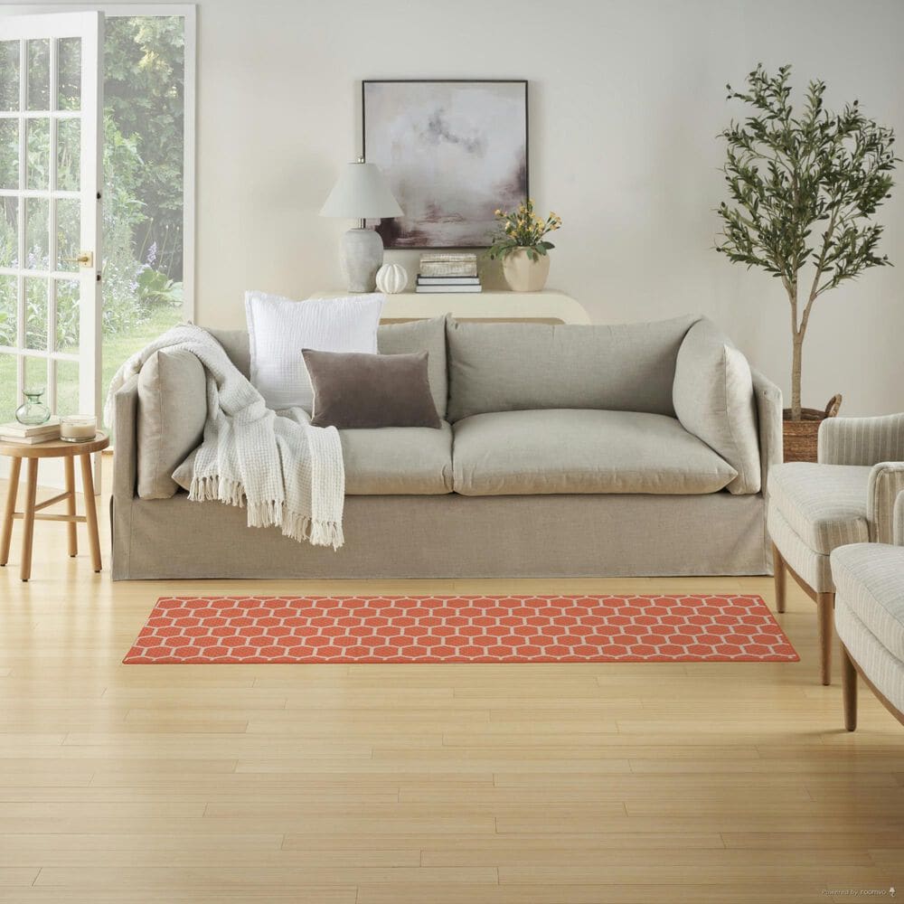 Nourison Twist Reversible 2&#39; x 6&#39; Coral Indoor/Outdoor Runner, , large