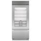 Sub Zero 20.8 Cu. Ft. Classic Right Hinge Bottom-Freezer Refrigerator with Glass Door and Tubular Handle in Stainless Steel, , large