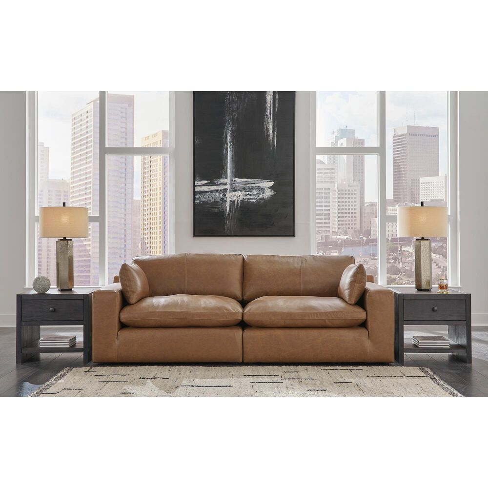 Ashley Emilia 2-Piece Stationary Symmetrical Sectional Loveseat in Caramel, , large