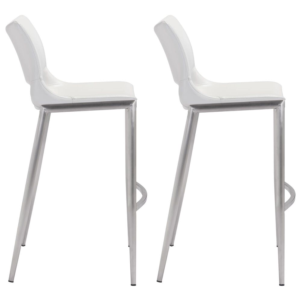 Zuo Modern Ace Bar Stool in White &#40;Set of 2&#41;, , large