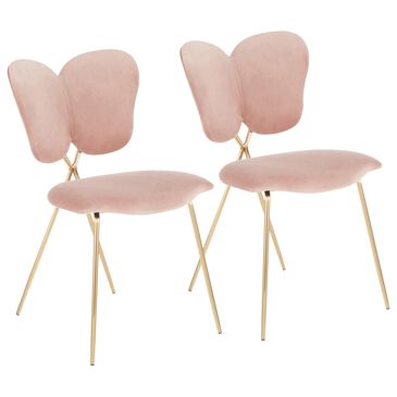Lumisource Madeline Dining Chair in Blush Pink/Gold (Set of 2), , large