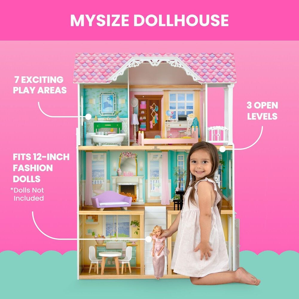 Delta Children Mysize Dollhouse with Large 3-Story and 7 Rooms in Multicolor, , large
