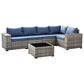 HOMLUX 6 Piece Outdoor Wicker Sectional Patio Furniture Set in Denim Blue, , large