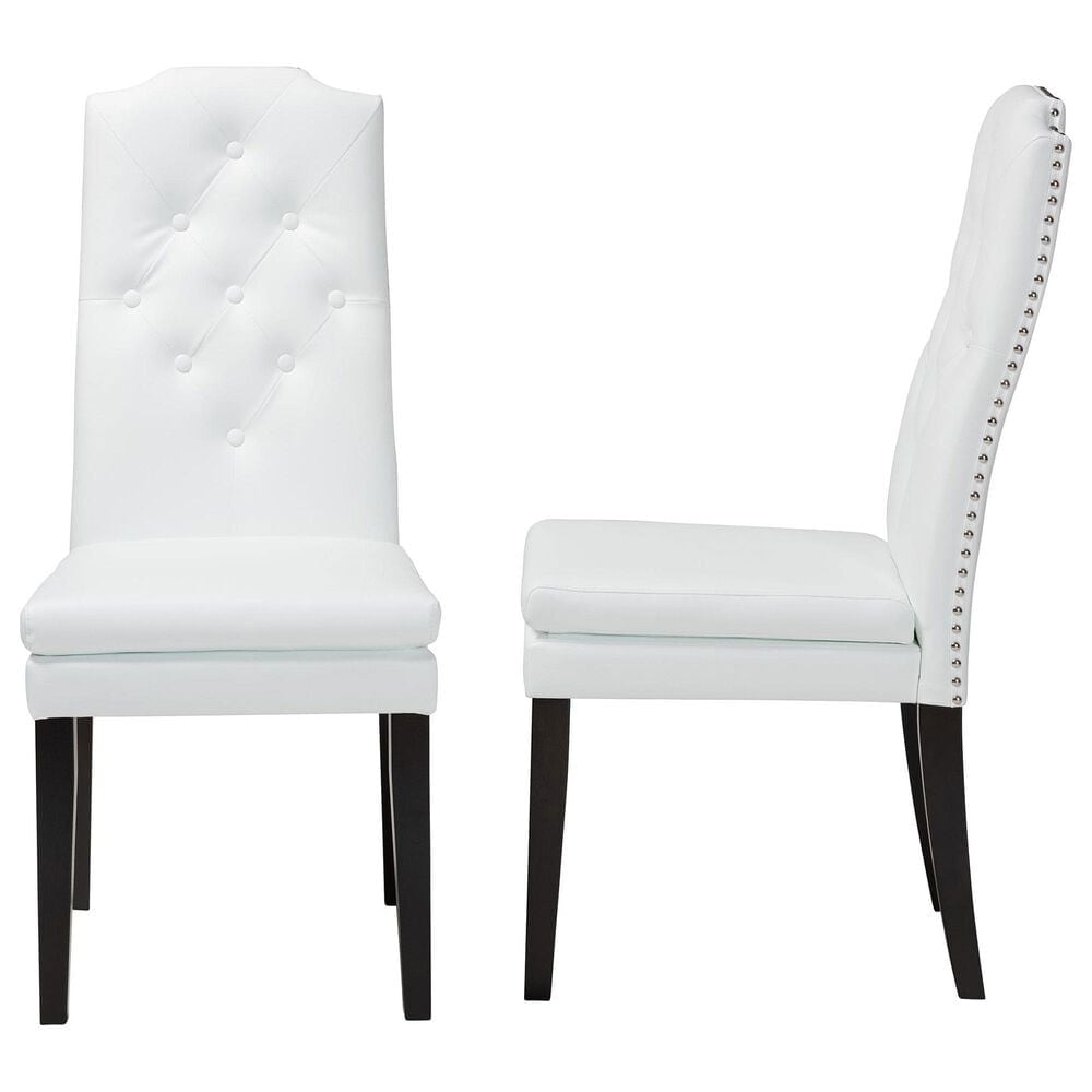 Baxton Studio Dylin Side Chair with White Cushion in Espresso Brown (Set of 2), , large