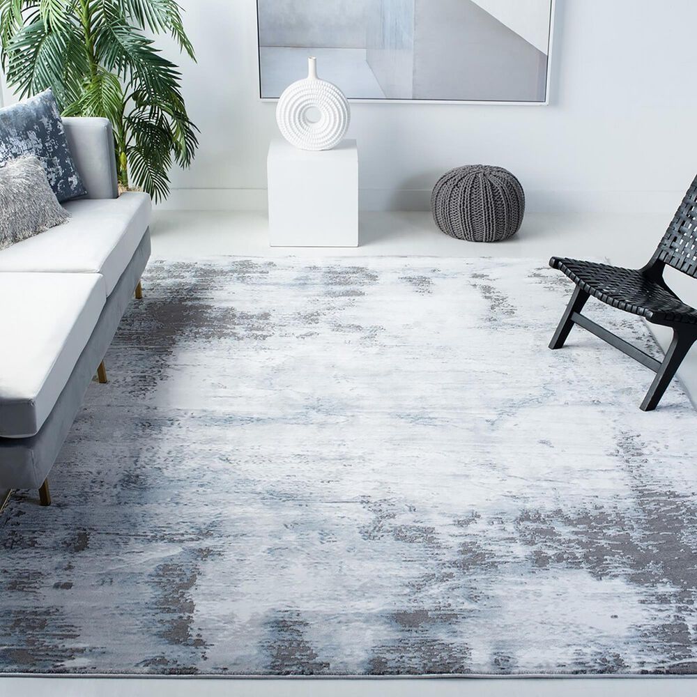 Safavieh Craft CFT850M 6'7" x 9' Blue and Grey Area Rug, , large