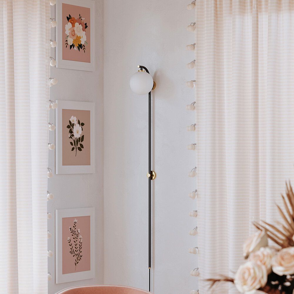 Mitzi Lighting Faye 1-Light Plug-In Sconce in Aged Brass and Soft Black, , large