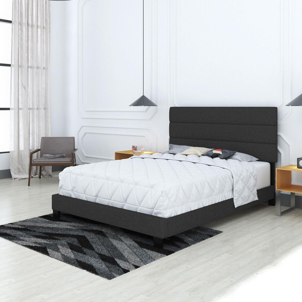 Accent Sicily Queen Upholstered Platform Bed in Black, , large