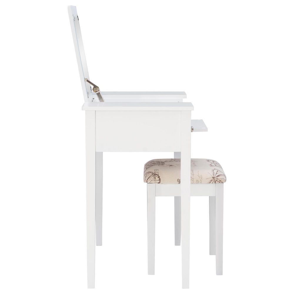 Linon Home Decor Virginia Vanity with Stool in White, , large