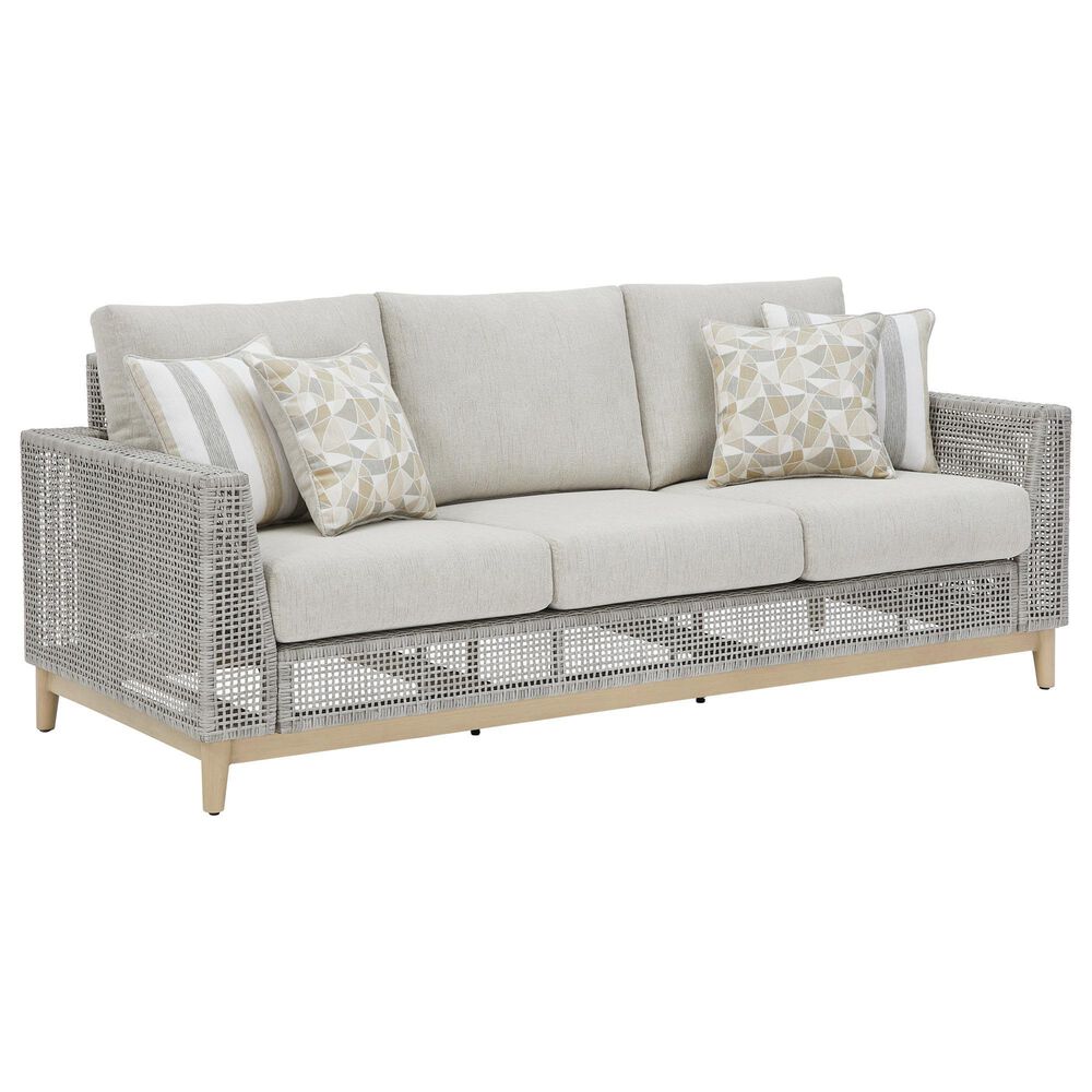 Ashley Seton Creek Stationary Patio Sofa in Gray, , large