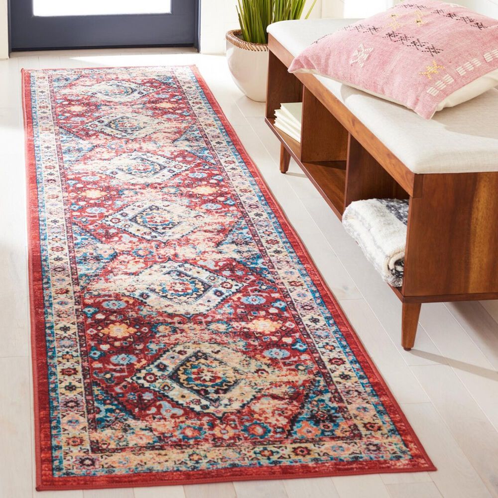 Safavieh Riviera 2&#39;2&quot; x 9&#39; Red and Blue Runner, , large