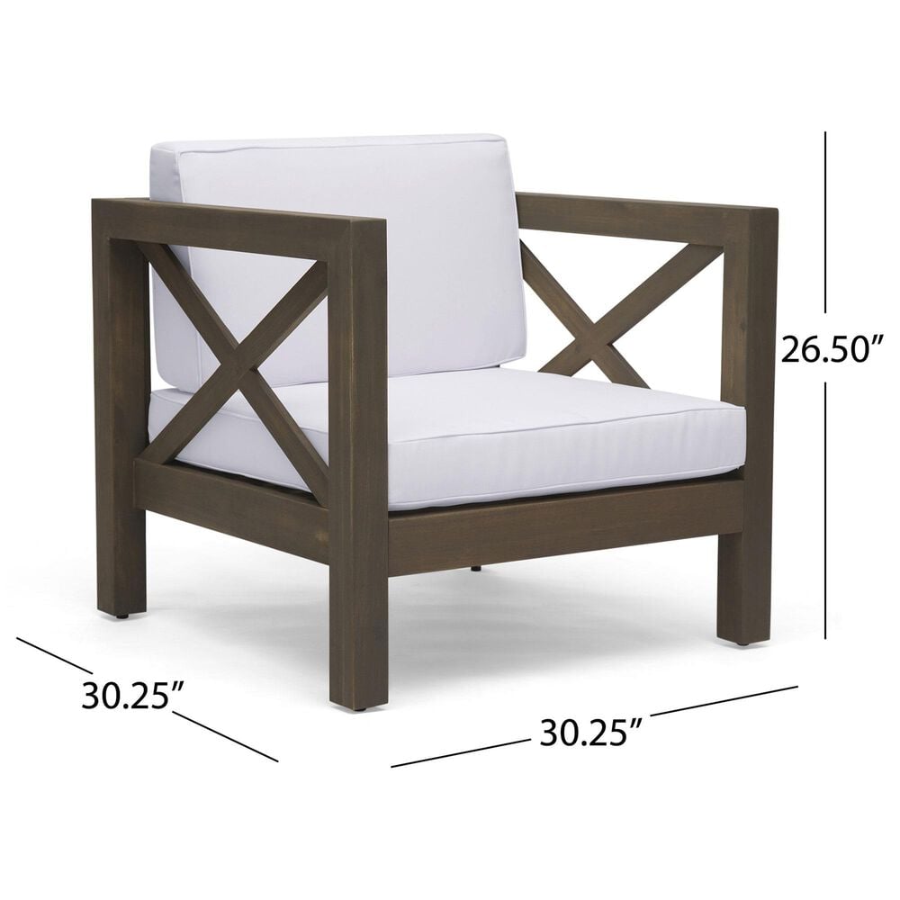 Hearth and Haven Brava Outdoor Club Chair with White Cushion in Grey, , large
