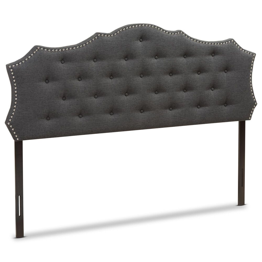 Baxton Studio Aurora King Upholstered Headboard in Dark Grey, , large