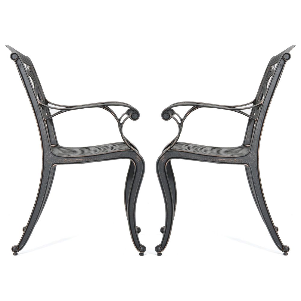 Noble House Sarasota Patio Dining Chair in Hammered Bronze (Set of 2), , large