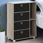 HOMLUX Multipurpose Storage Bookshelf Cabinet with 4 Bin Drawers in French Oak and Black, , large