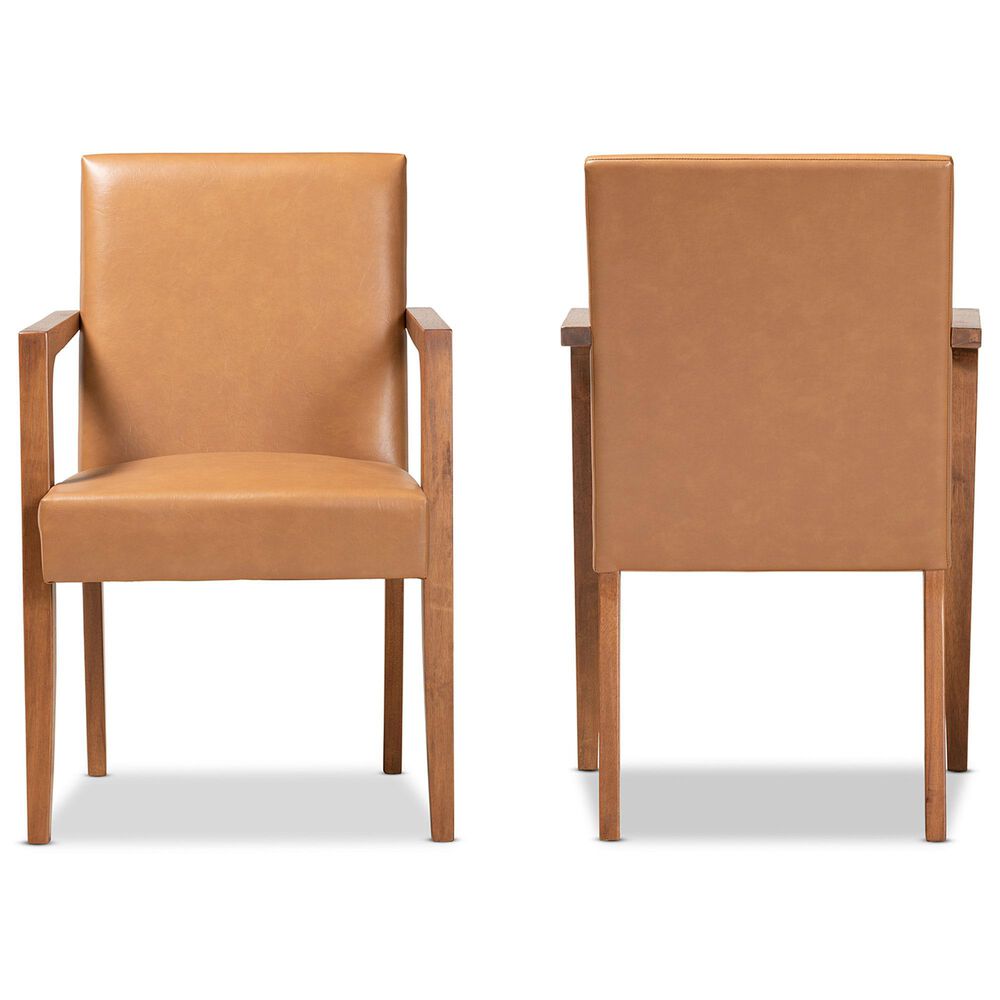 Baxton Studio Andrea Arm Chair in Tan (Set of 2), , large