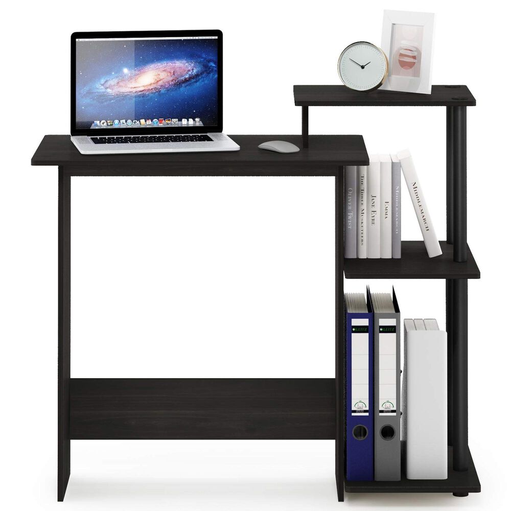 HOMLUX 40" Computer Desk with Open Side Shelves in Espresso and Black, , large